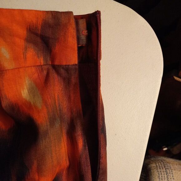 Coldwater Creek Abstract Orange/Red/Purple/Brown Maxi Skirt - Picture 4 of 8